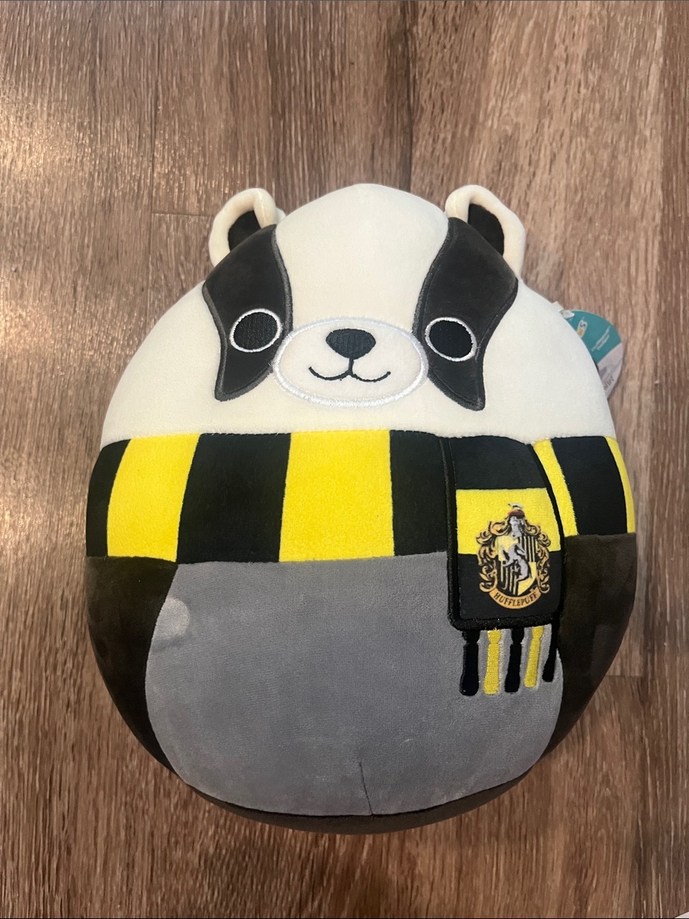 Squishmallows Hufflepuff Badger Plush- Yellow, Black, Gray